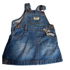 Oshkosh Bgosh Baby Denim Overall Dress 18M With Bow Detail